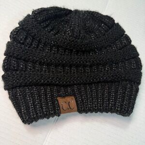 CC Black Metallic Chunky Knit Beanie
